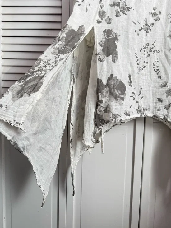 Paper Lace Asymmetrical Slit Kerchief Hem Sleeveless Midi Dress Gauze Medium NWT - Picture 6 of 11